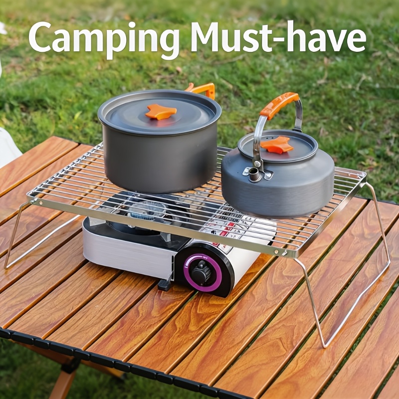 Camping Cooking Accessories - Suporte Portátil Dobrável de Aço Inoxidável