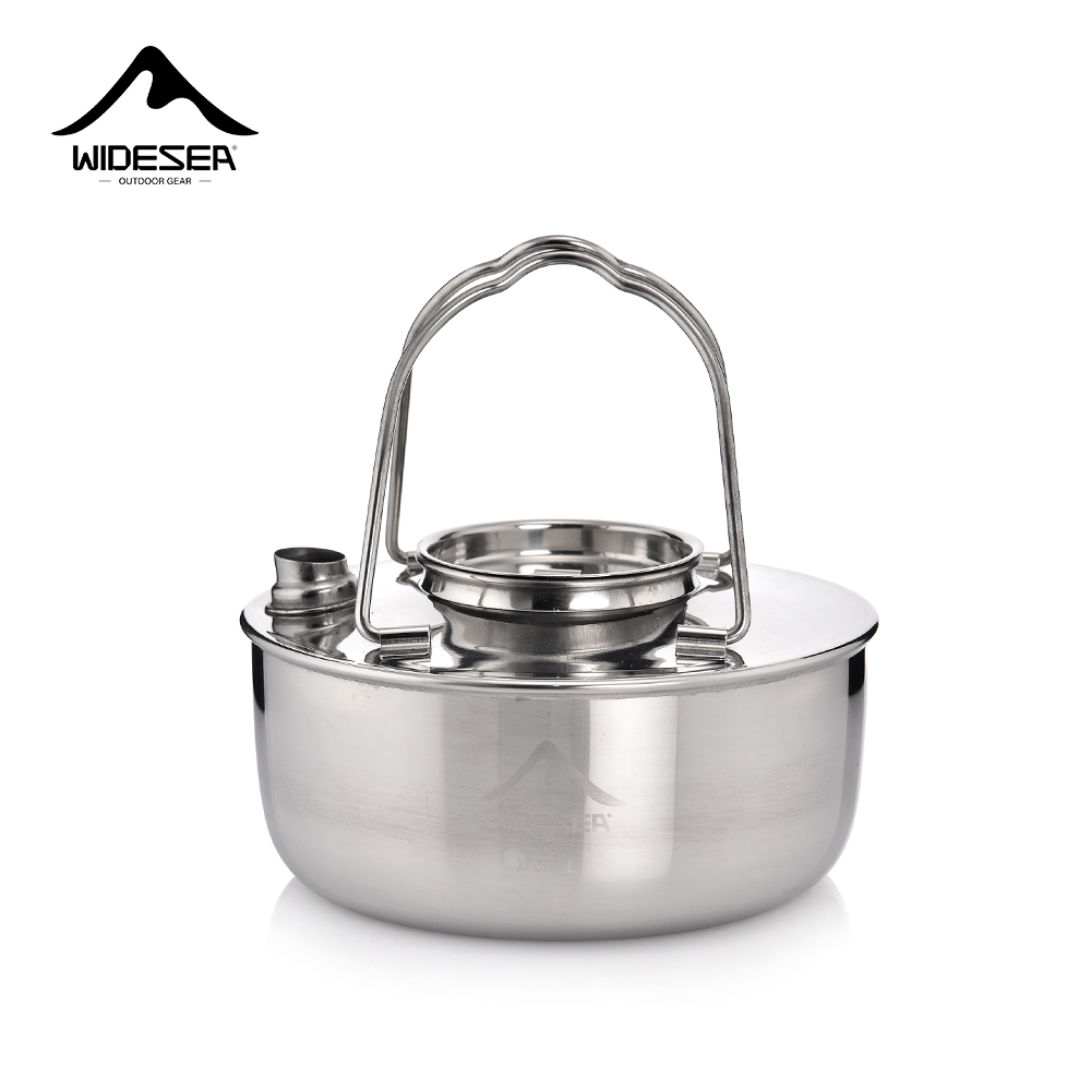 Camping Cooking Kettle - Widesea-Chaleira de aço inoxidável, Viagem Essentials,