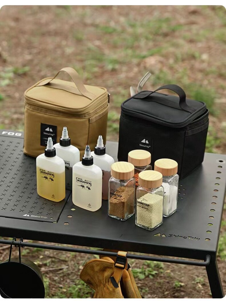 Camping Cooking Set With Bag - Conjunto de garrafas de temperos, bolsa