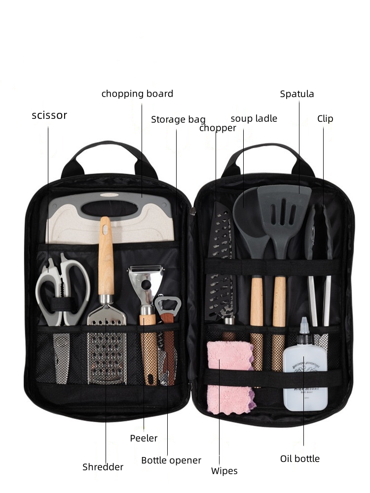 Conjunto de utensílios de cozi - Camping Cooking Set With Bag avaliação e preço