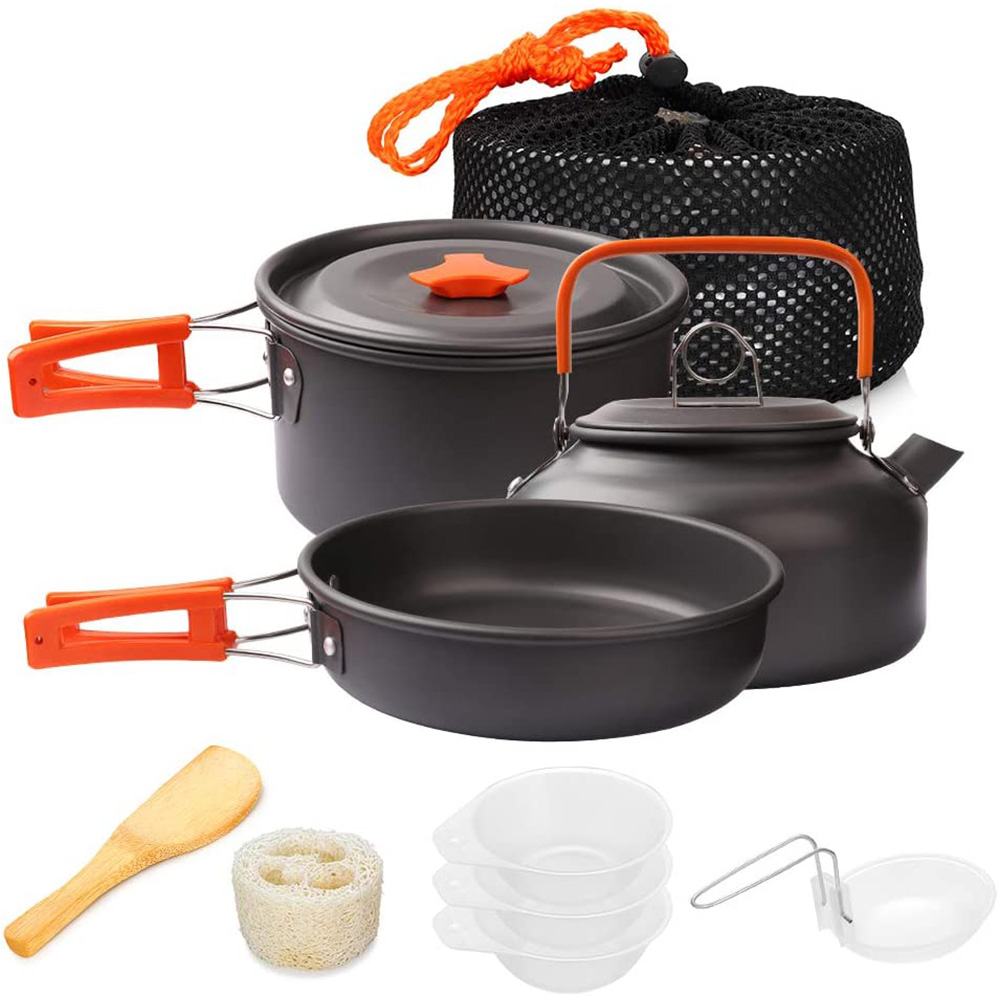 1 pçs/1 conjunto kit de panela - Camping Cooking Set With Bag avaliação e preço