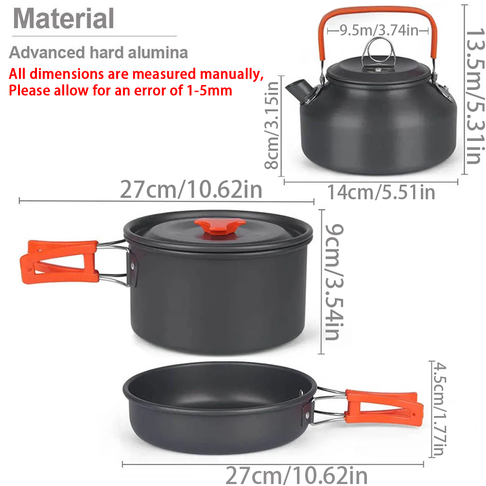 1 pçs/1 conjunto kit de panela - Camping Cooking Set With Bag avaliação e preço