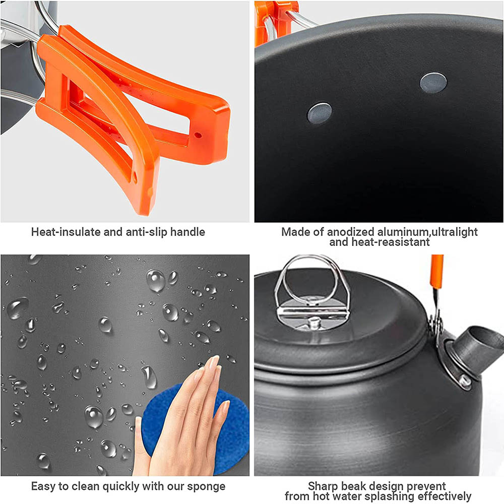 1 pçs/1 conjunto kit de panela - Camping Cooking Set With Bag avaliação e preço
