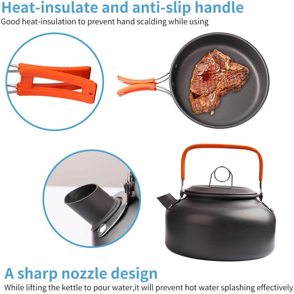 1 pçs/1 conjunto kit de panela - Camping Cooking Set With Bag avaliação e preço