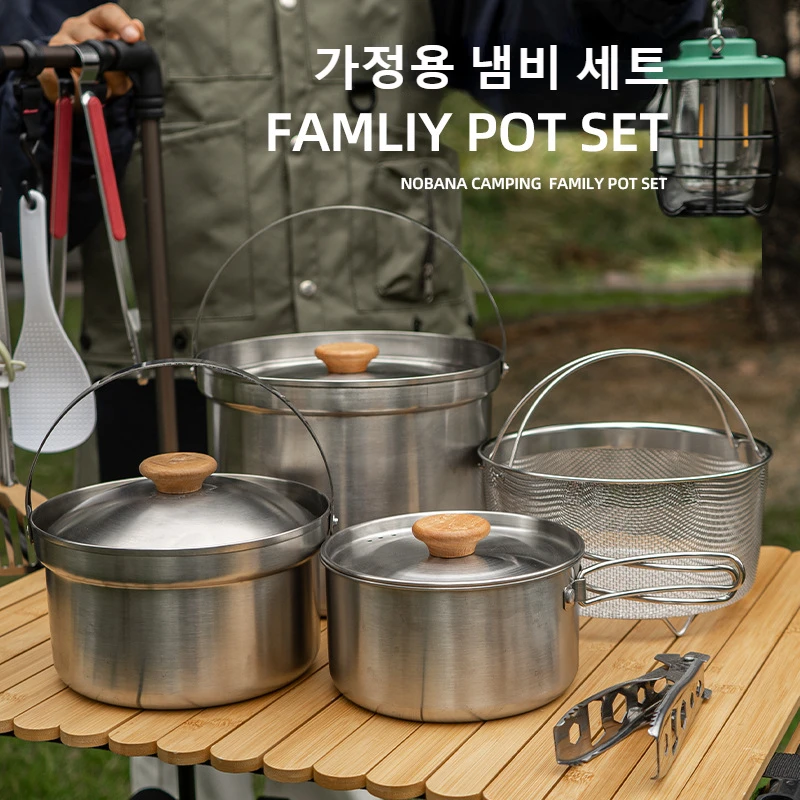 Novo Conjunto de Panelas de Aç - Camping Cooking Set With Bag avaliação e preço