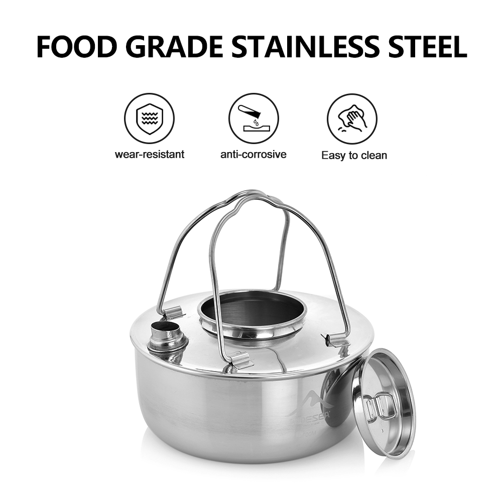 Widesea-Chaleira de aço inoxid - Camping Cooking Kettle avaliação e preço